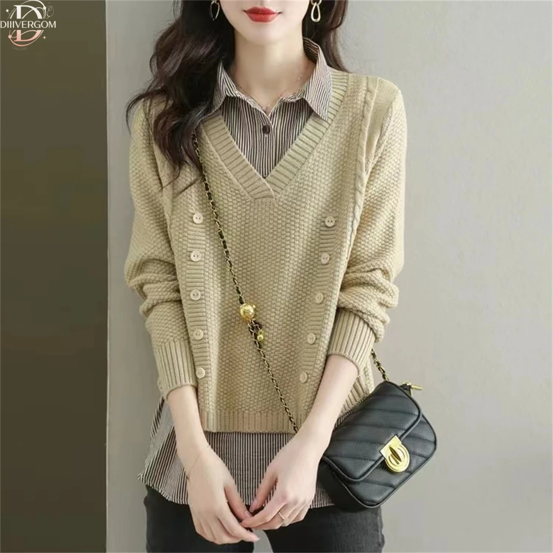 假两件衬衫女春装2025新款设计感小众洋气宽松内搭上衣娃娃领衬衣