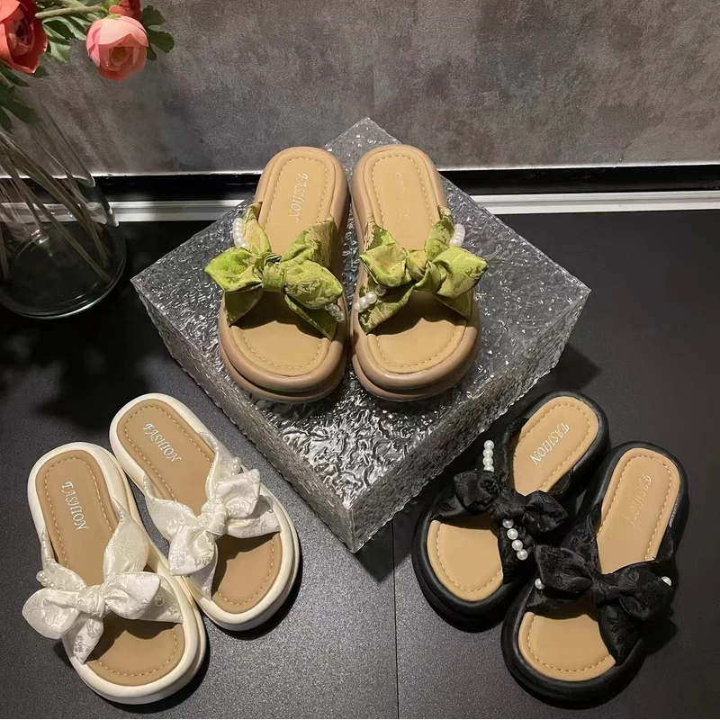 新款厚底增高5cm2025爆款凉拖鞋女时尚百搭仙女风外穿沙滩一字拖