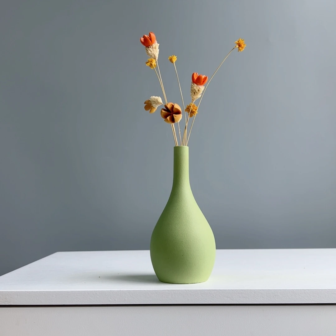 摆件陶瓷小花瓶摆件含花总高约20-30cm