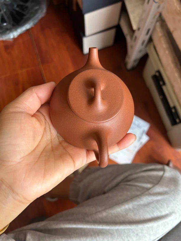 紫砂壶平盖石瓢150cc小红泥