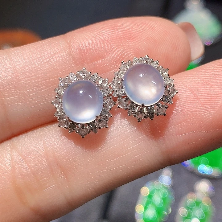 翡翠18K金镶嵌耳饰