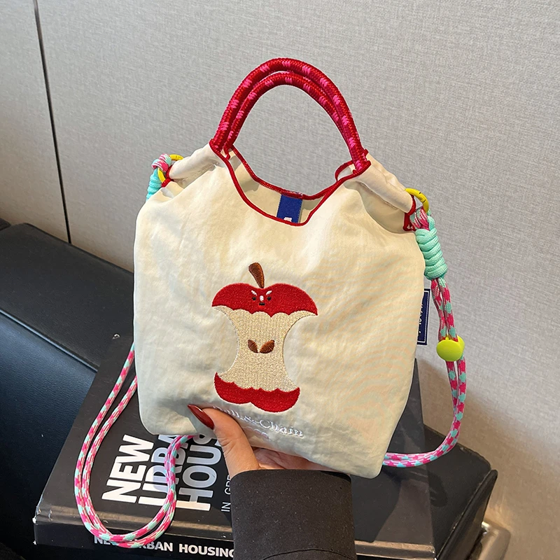 日系ins刺绣卡通尼龙包包2025新款潮时尚迷你通勤包单肩斜挎小包
