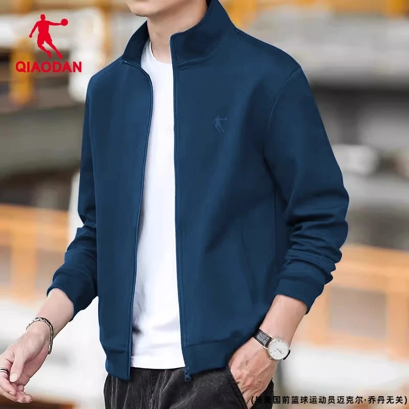 乔丹运动外套男2025冬季新款官方男士休闲夹克蓝色立领开衫运动服