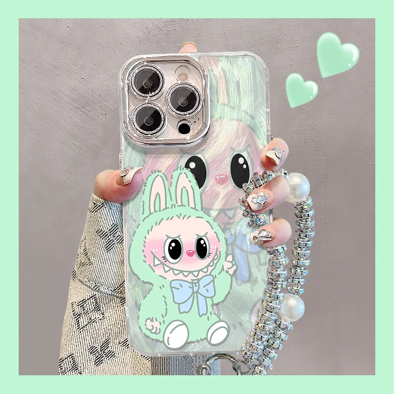 拉布布手链适用苹果16可爱手机壳13promax羽纱15情侣14高级感支架
