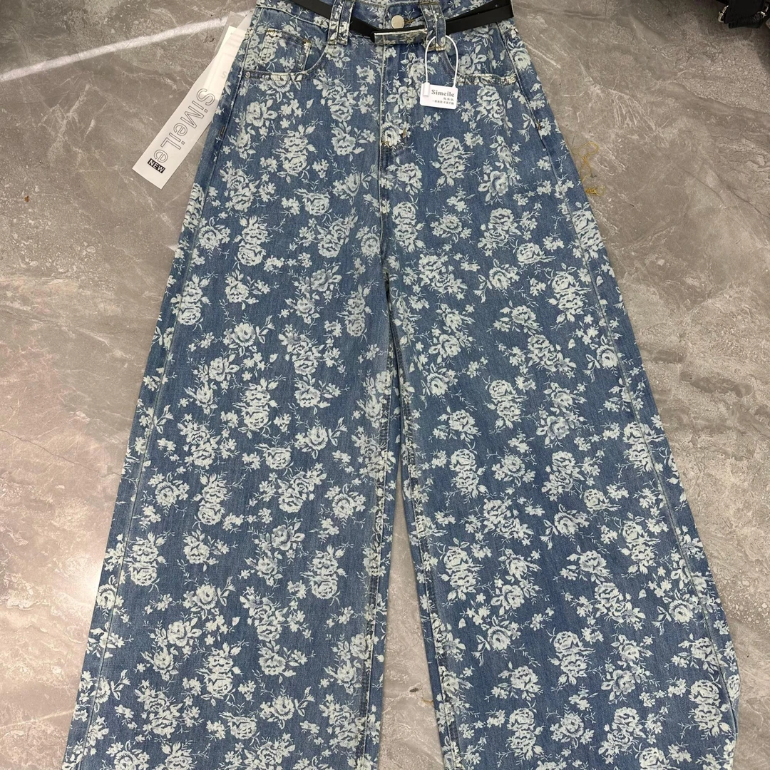 晶选推荐【思美乐】新款花色阔腿牛仔裤A8506