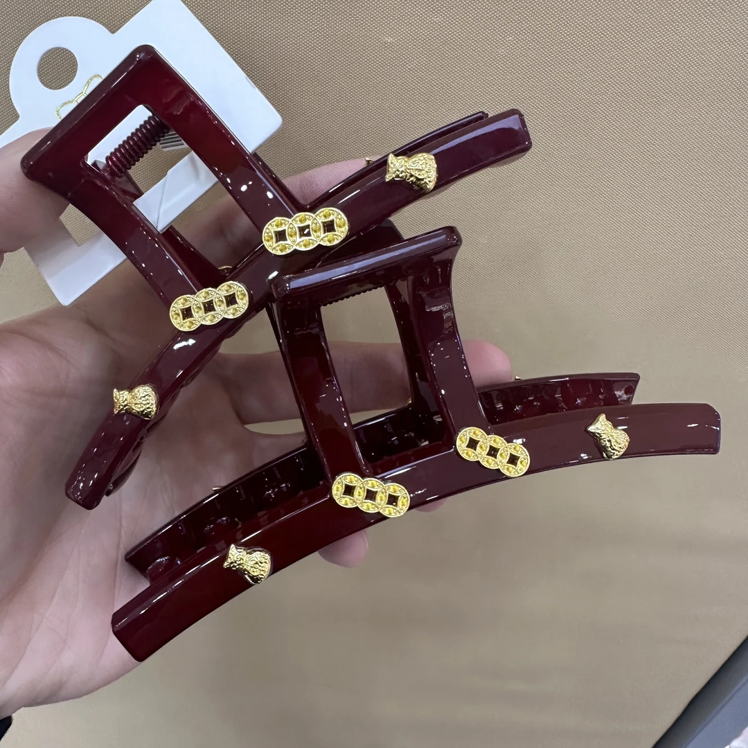 福袋来财金标高级感抓夹百搭盘发鲨鱼夹发饰女
