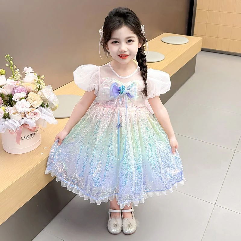 女童连衣裙夏季2025新款洋气儿童美人鱼公主裙女宝宝洛丽塔夏装潮