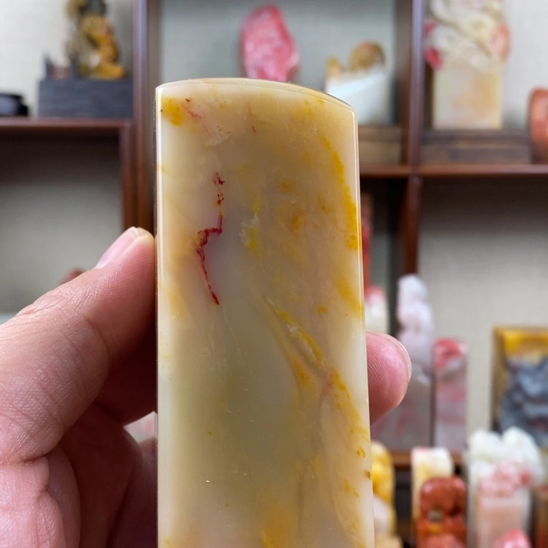 巴林石印石巴林鸡血石大素章