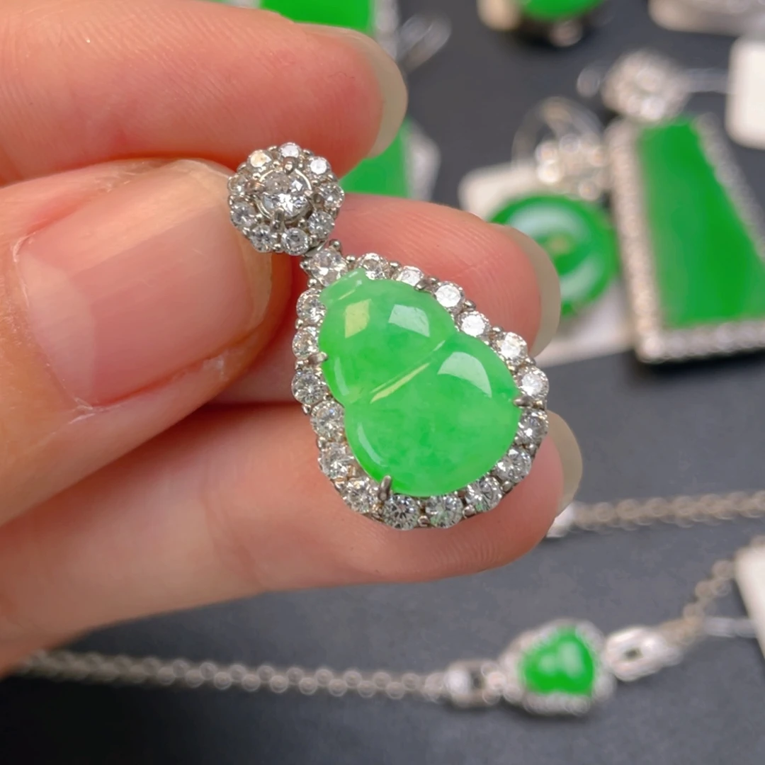 翡翠银S925镶嵌吊坠(不含链)