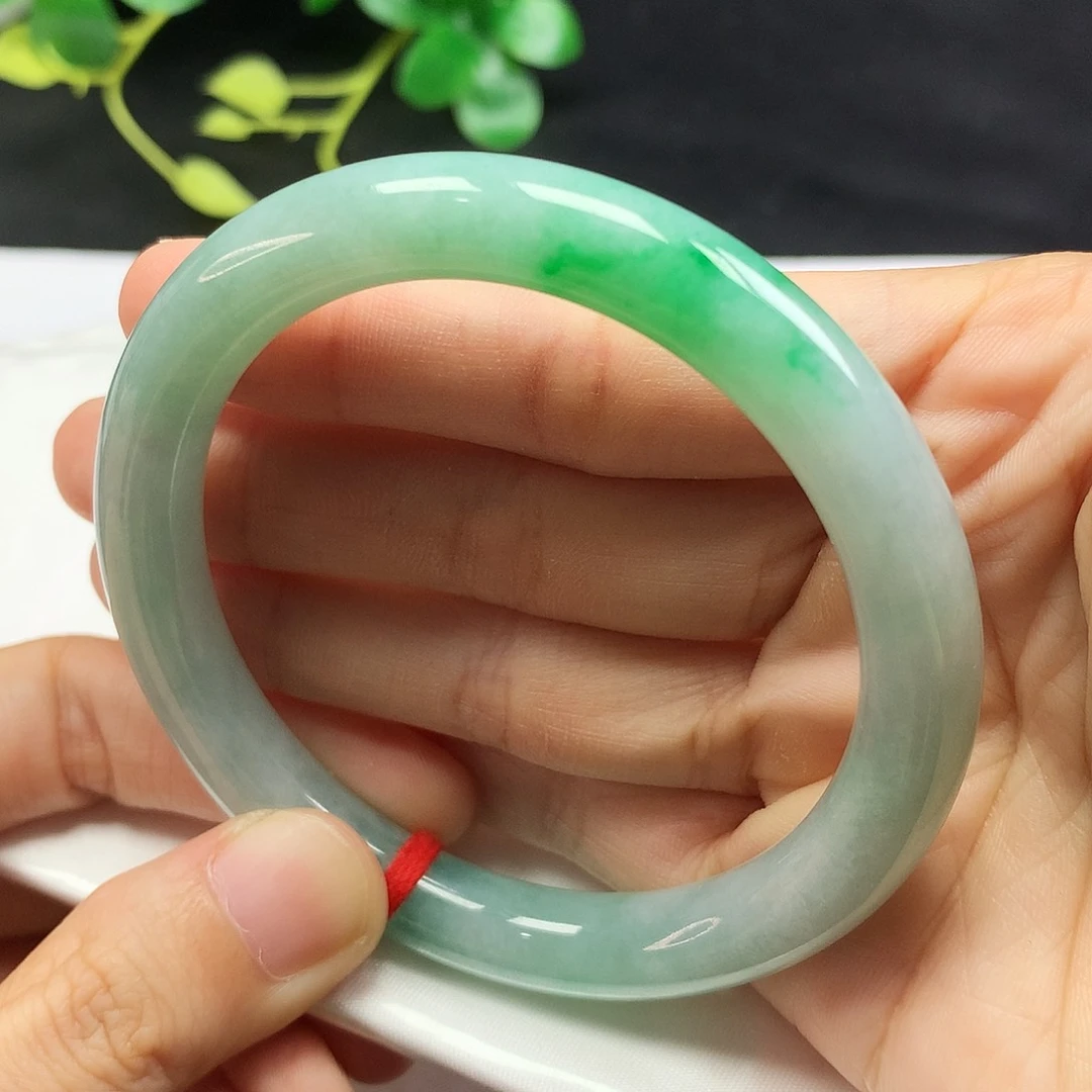 未镶嵌手镯翡翠55.4圈口美人条编号365