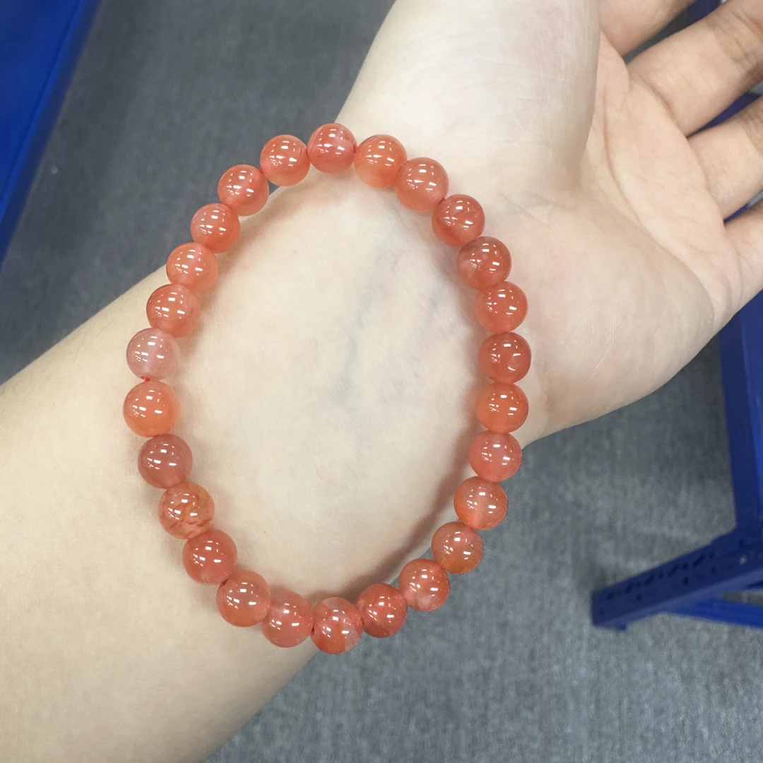小帅的珠宝仓—精美冰飘南红卡7+毫米手串