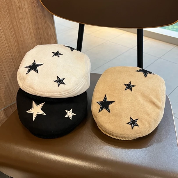 【潮童标配】儿童贝雷帽秋季韩版五角星前进帽男女童炸街痞帅报童帽