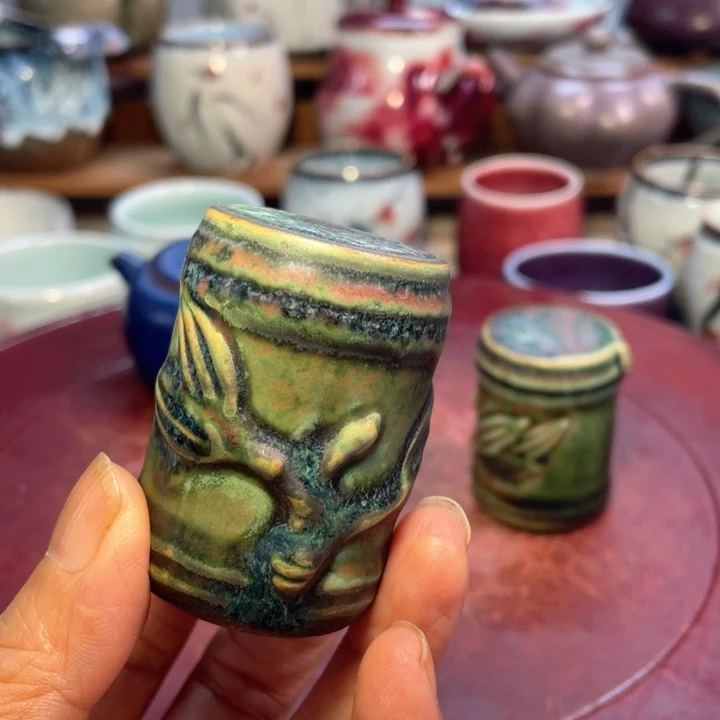 摆件羊*洋钧瓷青竹盖置