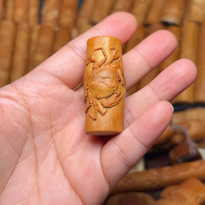 热***长实心竹雕刻手把件