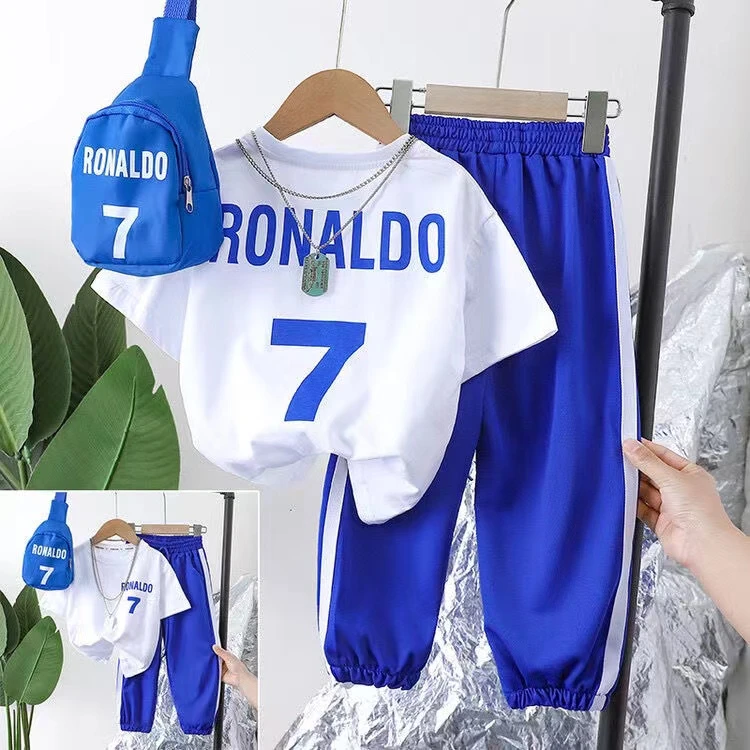 054（上衣裤子+包包）男女童短袖套装儿童九分裤中大童二件套