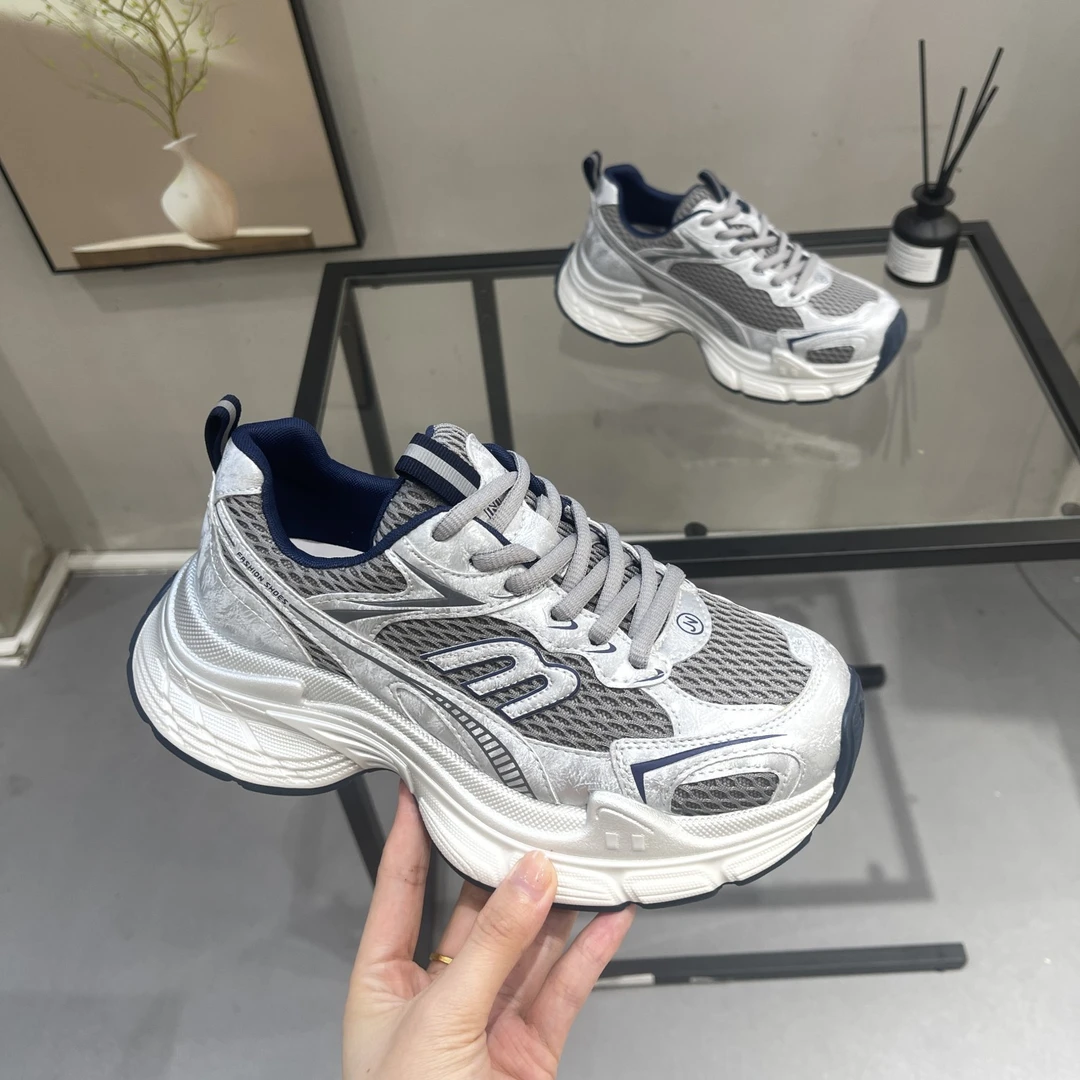 网红爆款厚底增高老爹鞋女2025秋季新款网面透气高级感显瘦运动鞋