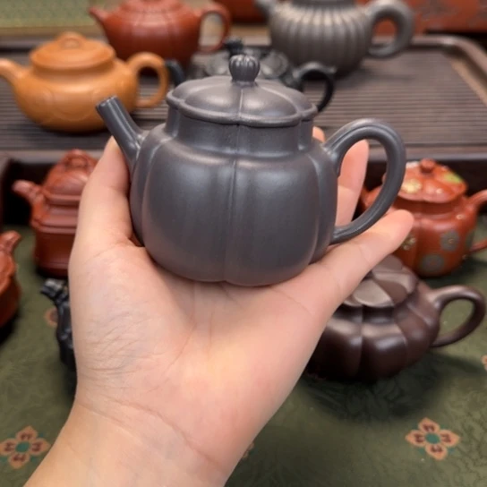 紫砂茶壶繁花天青