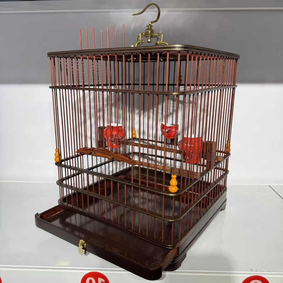 大号高端30红木画眉八哥方笼黄花梨紫檀镶嵌彩贝壳高档鸟笼精品