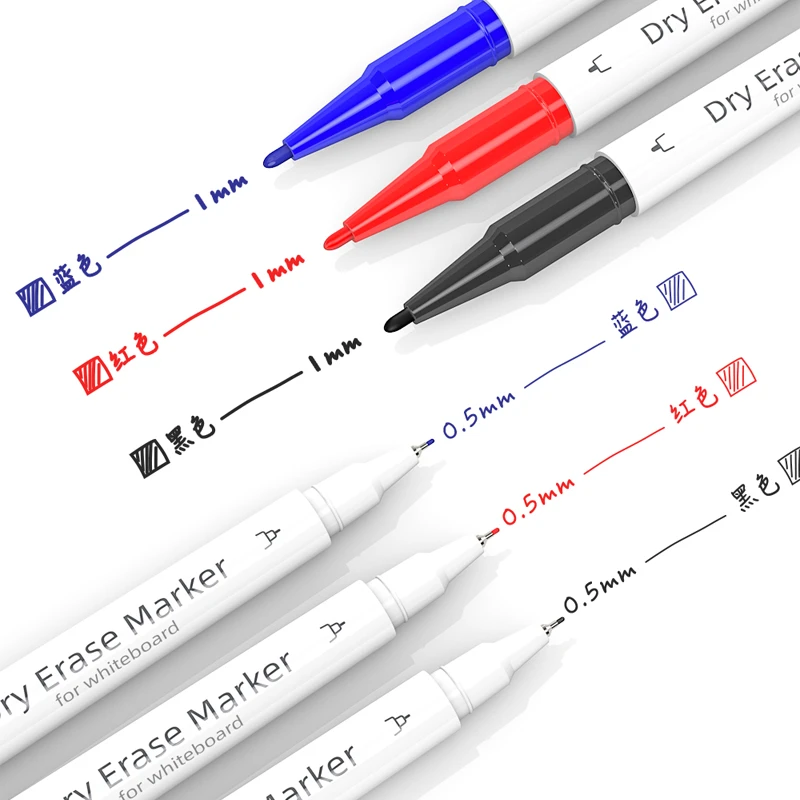 双头极细白板笔细头0.5超细可擦笔考托福儿童特细考试干擦笔水性