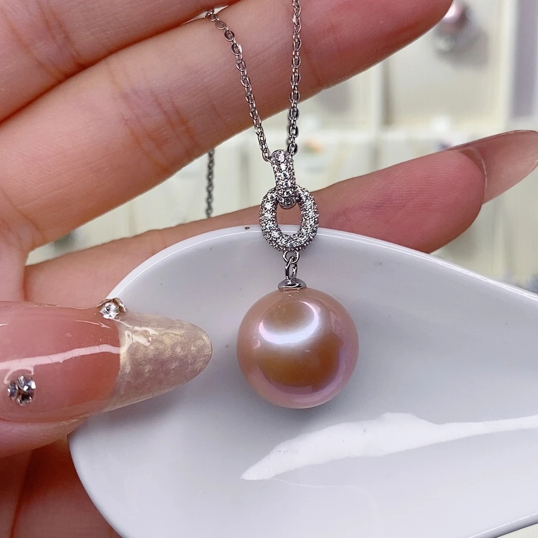 叶***子淡水珍珠银S925镶嵌吊坠(赠链)