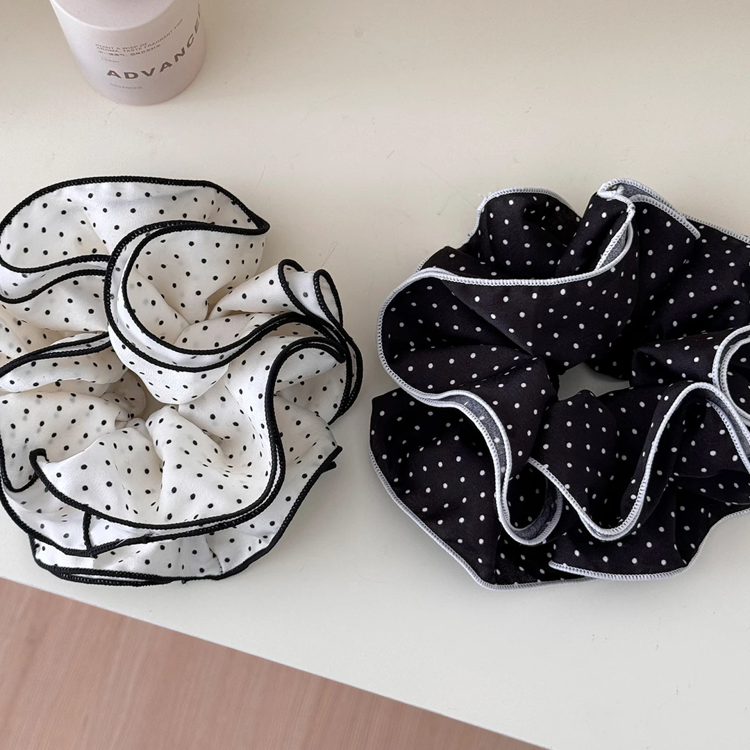 韩系波点多层大肠发圈女2025新款高级感扎马尾丸子头发绳大号头绳