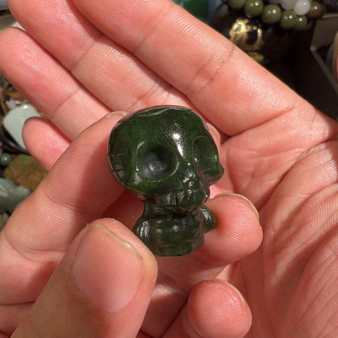 和田玉（碧玉）未镶嵌颈饰骨头先生 下播福利