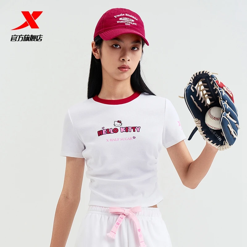 特步三丽鸥联名|特步T恤女hellokitty大耳狗半袖休闲短袖运动上衣