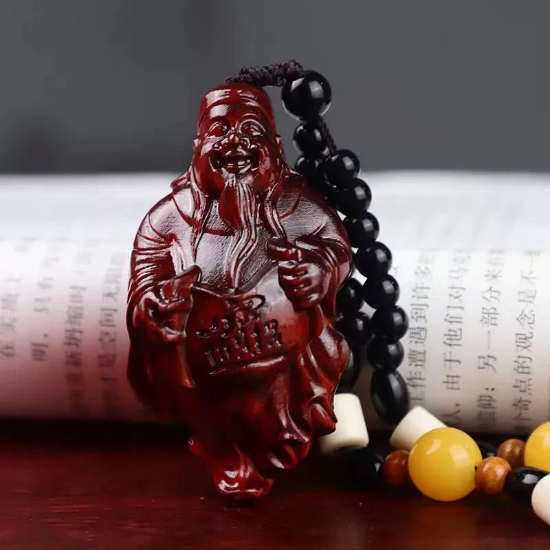 紫檀财神把件手把件