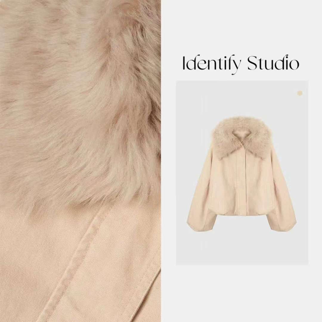 IDENTIFY冬季新款秋冬托斯卡纳毛领羽绒外套上衣25AWZX1104011