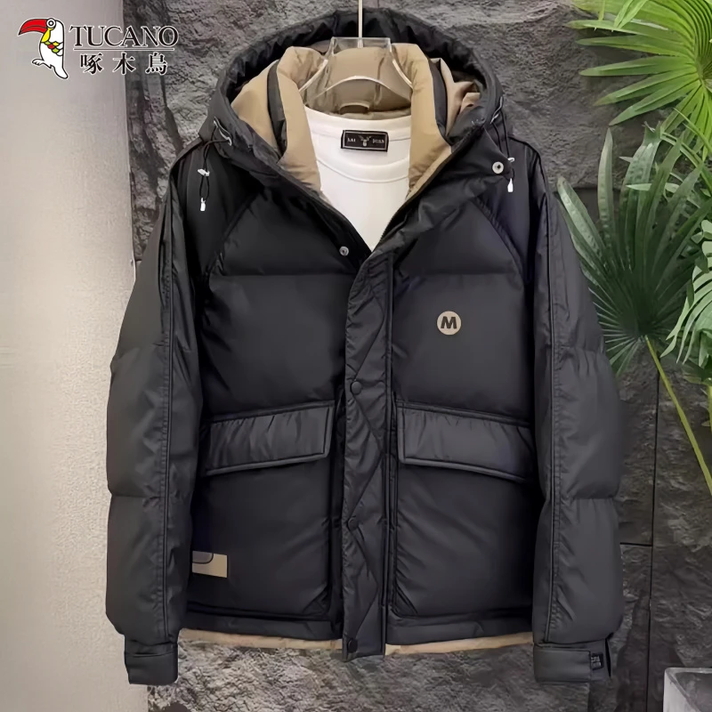 啄木鸟冬季男士休闲高级感棉服新款连帽抗寒防风加厚保暖长袖外套