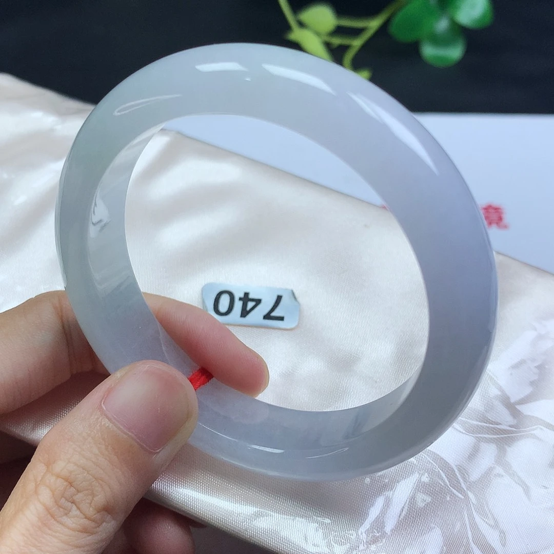 未镶嵌手镯翡翠54圈口冰春彩正圈编号740