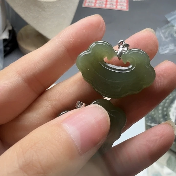 和田玉银S925镶嵌颈饰12