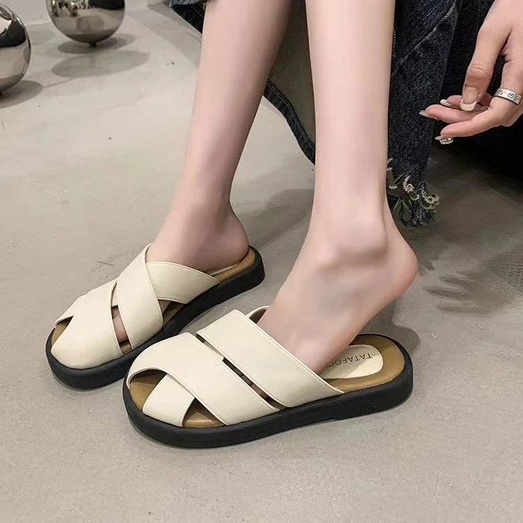 网红包头拖鞋女夏外穿2025新款洋气高颜值百搭厚底增高懒人凉拖鞋