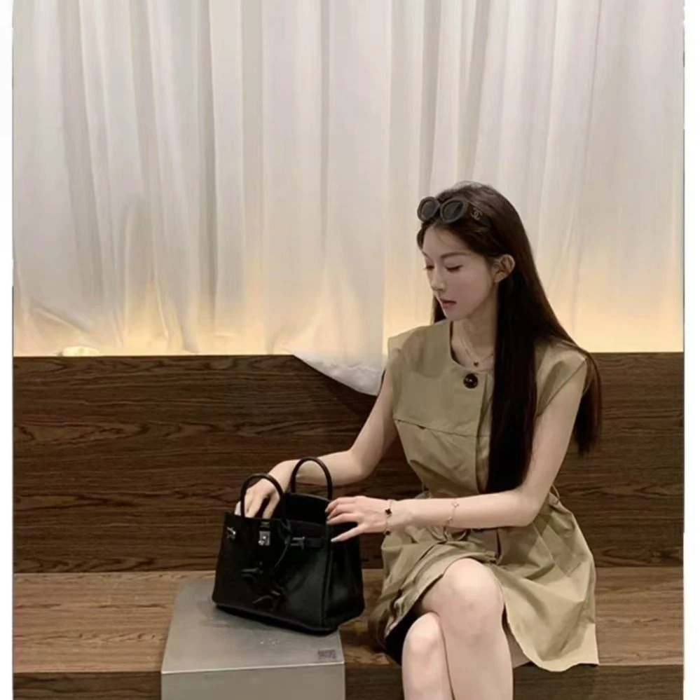 张稚昂studio法式英伦轻奢风格子气质连衣裙收腰背心裙 含腰带潮