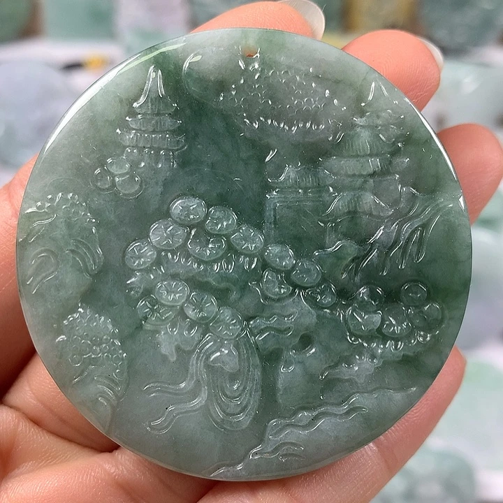 翡翠未镶嵌颈饰山水福利