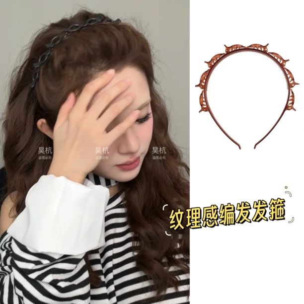 碎发神器～编发发箍双层刘海夹固定碎发蓬松头顶头箍网红发夹头饰