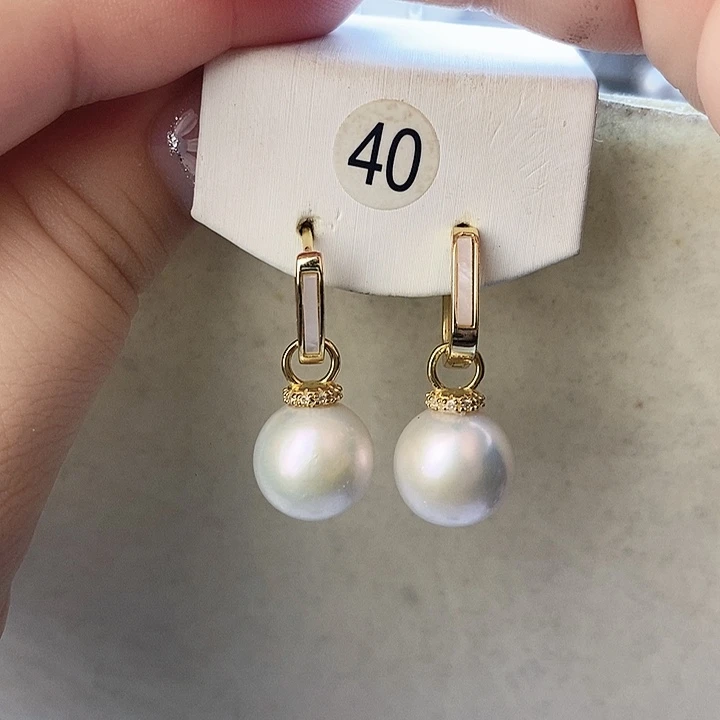 银S925镶嵌淡水珍珠耳饰