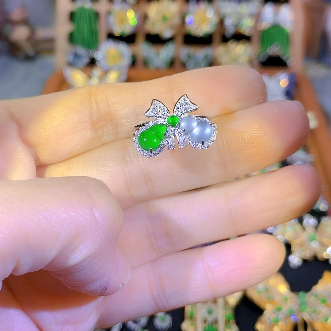 吊坠(不含链)银S925镶嵌翡翠