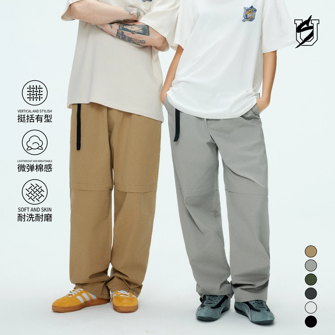 US联邦街牌弹力工装裤美式宽松运动直筒hiphop街舞休闲男女裤子