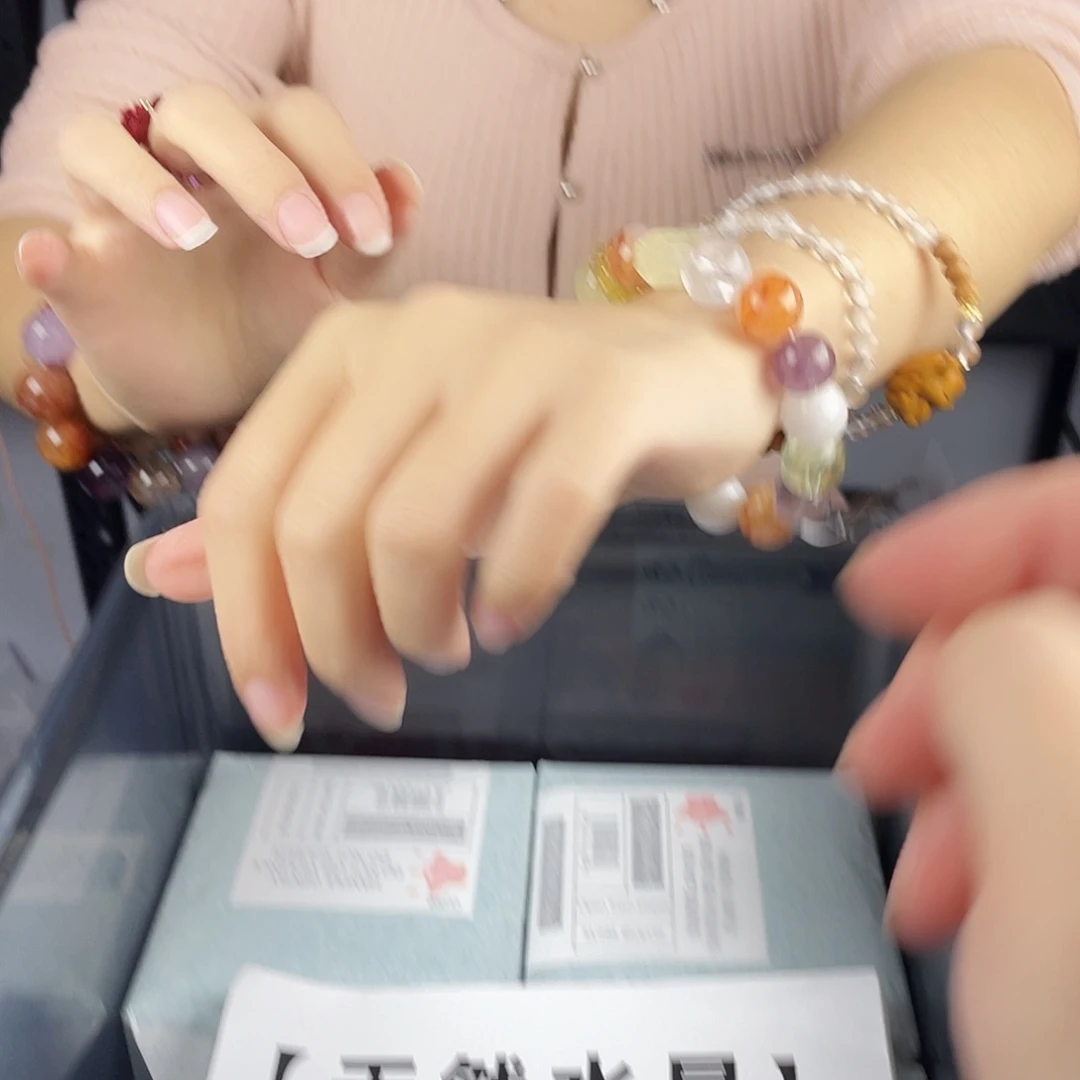 水晶手串银S925镀金镶嵌