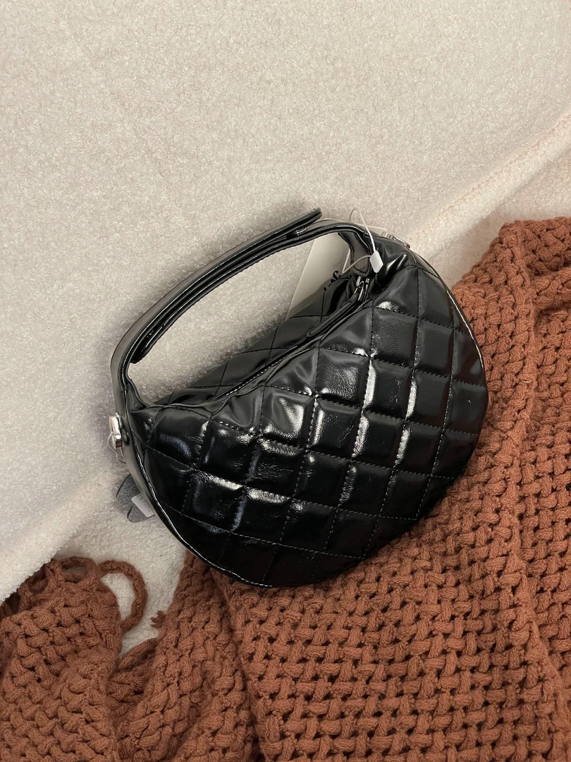 PG1158 25新款小香风黑色菱格手提小饭盒单肩斜挎包