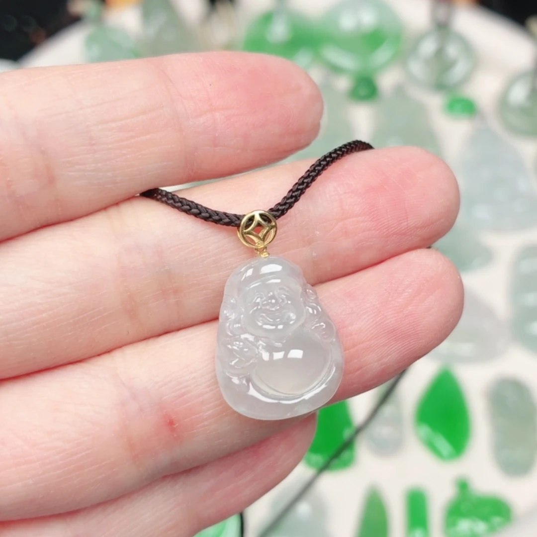 翡翠18K金镶嵌颈饰缅甸天然A货翡翠