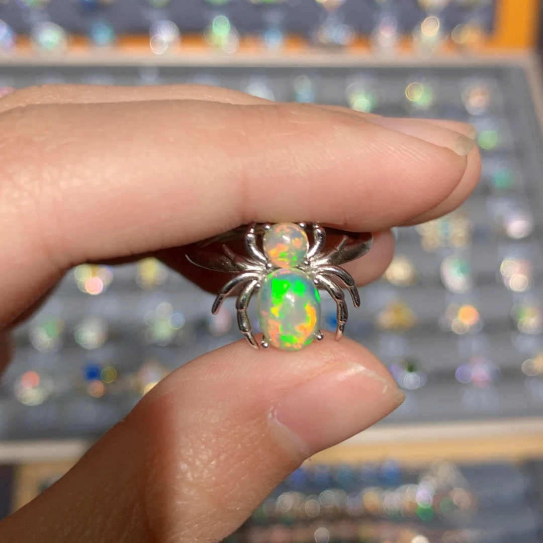 银S925镶嵌欧泊欧泊戒指y