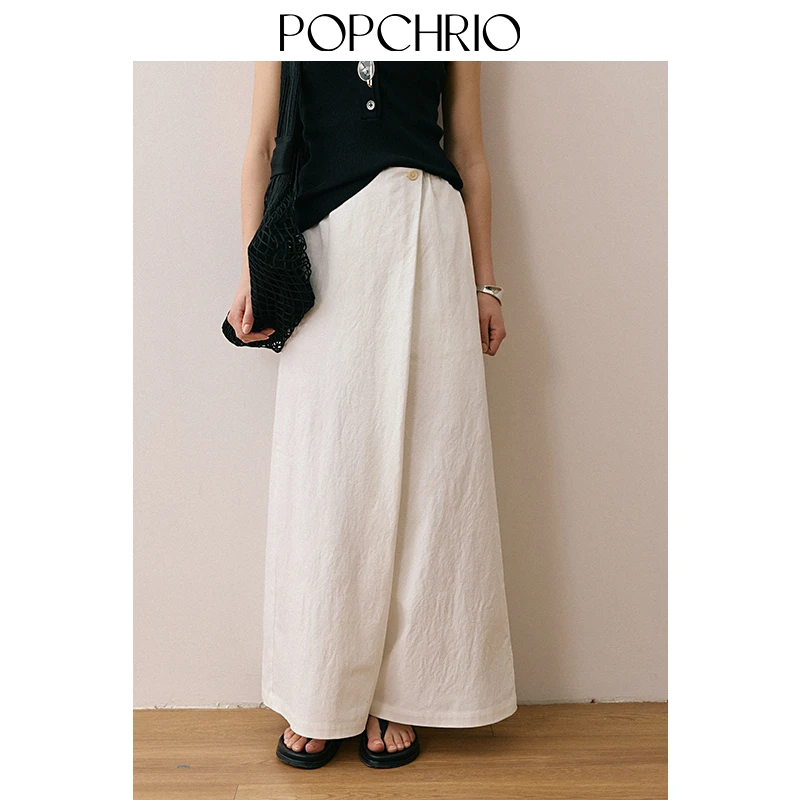 POPCHRIO欧可芮◆松弛感裙裤松紧高腰宽松显瘦阔腿裤A字休闲裤子女