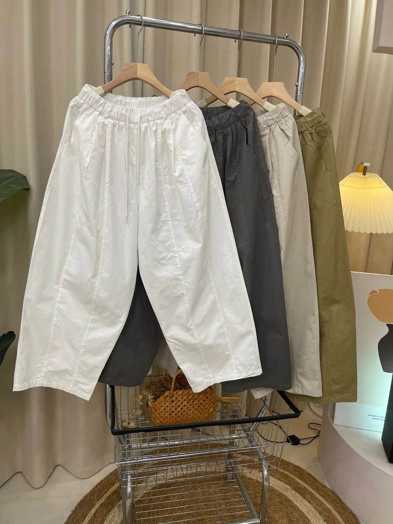 条条罗马 日韩宽松显瘦松紧腰抽绳显瘦裤子百搭裤子