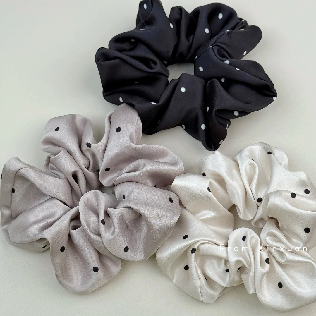 时尚缎面韩系波点大肠发圈女温柔简约发绳头绳气质低马尾头饰新款