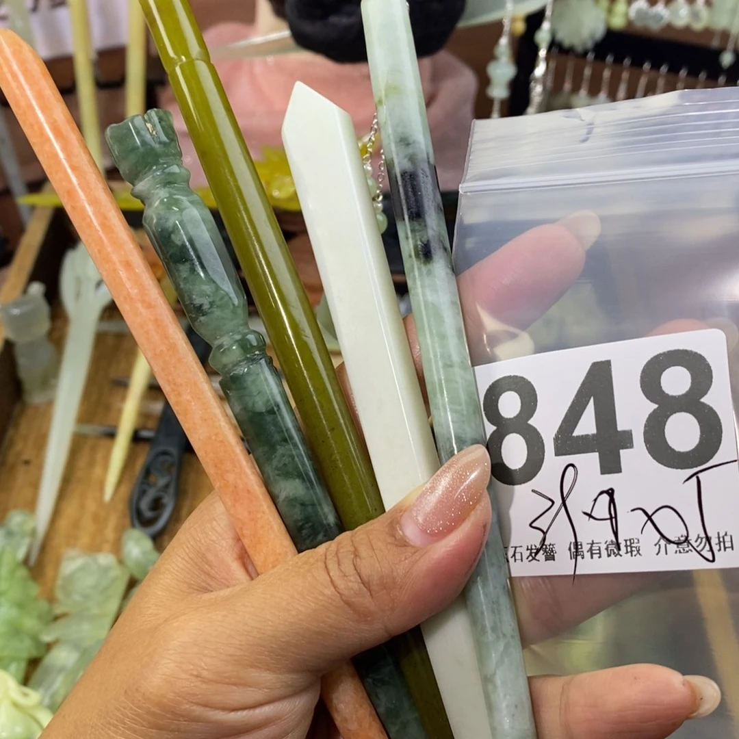 蛇纹石玉发饰未镶嵌初*