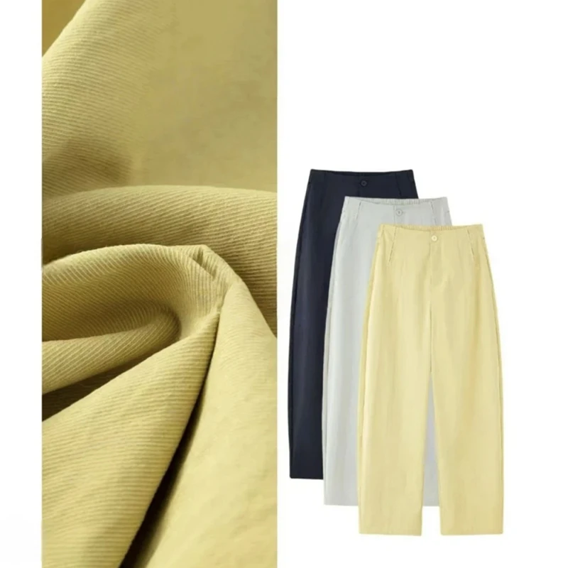 风隙织凉弯刀裤~天丝钛金棉高腰窄版休闲裤