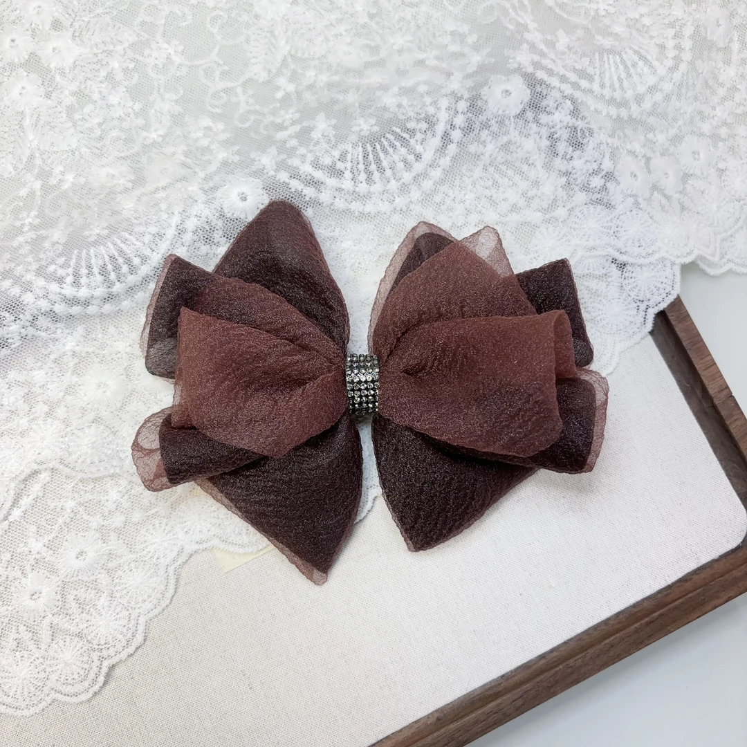 韩国东大门饰品发饰弹簧夹纱纱质感高品质弹簧夹