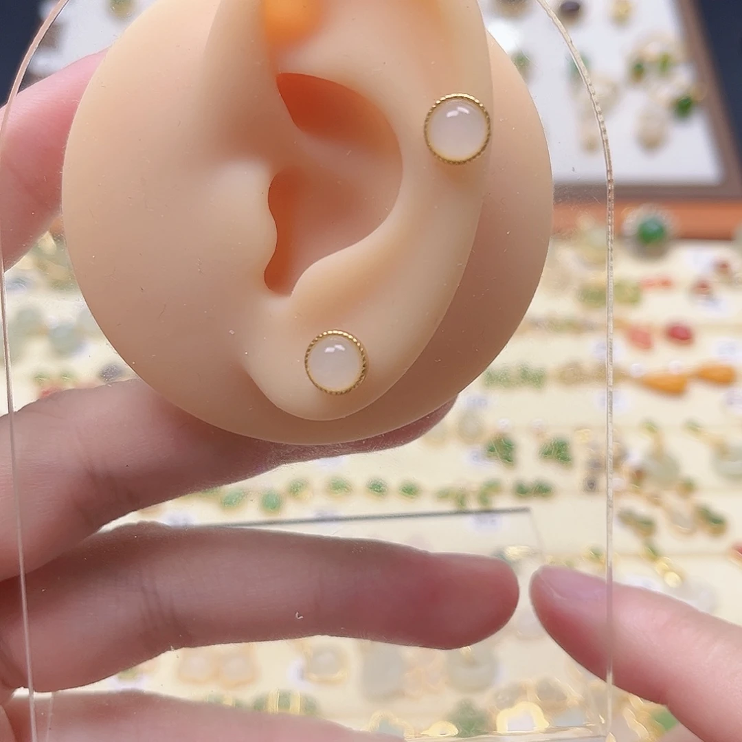 银S925镶嵌和田玉耳饰